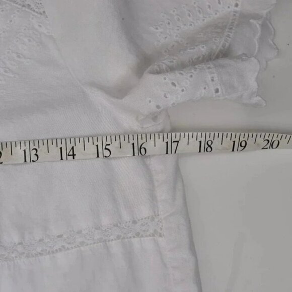 Gap Mini Dress Eyelet Scallop Lace Trip Short Sleeve White Cotton Size XS - Picture 11 of 12